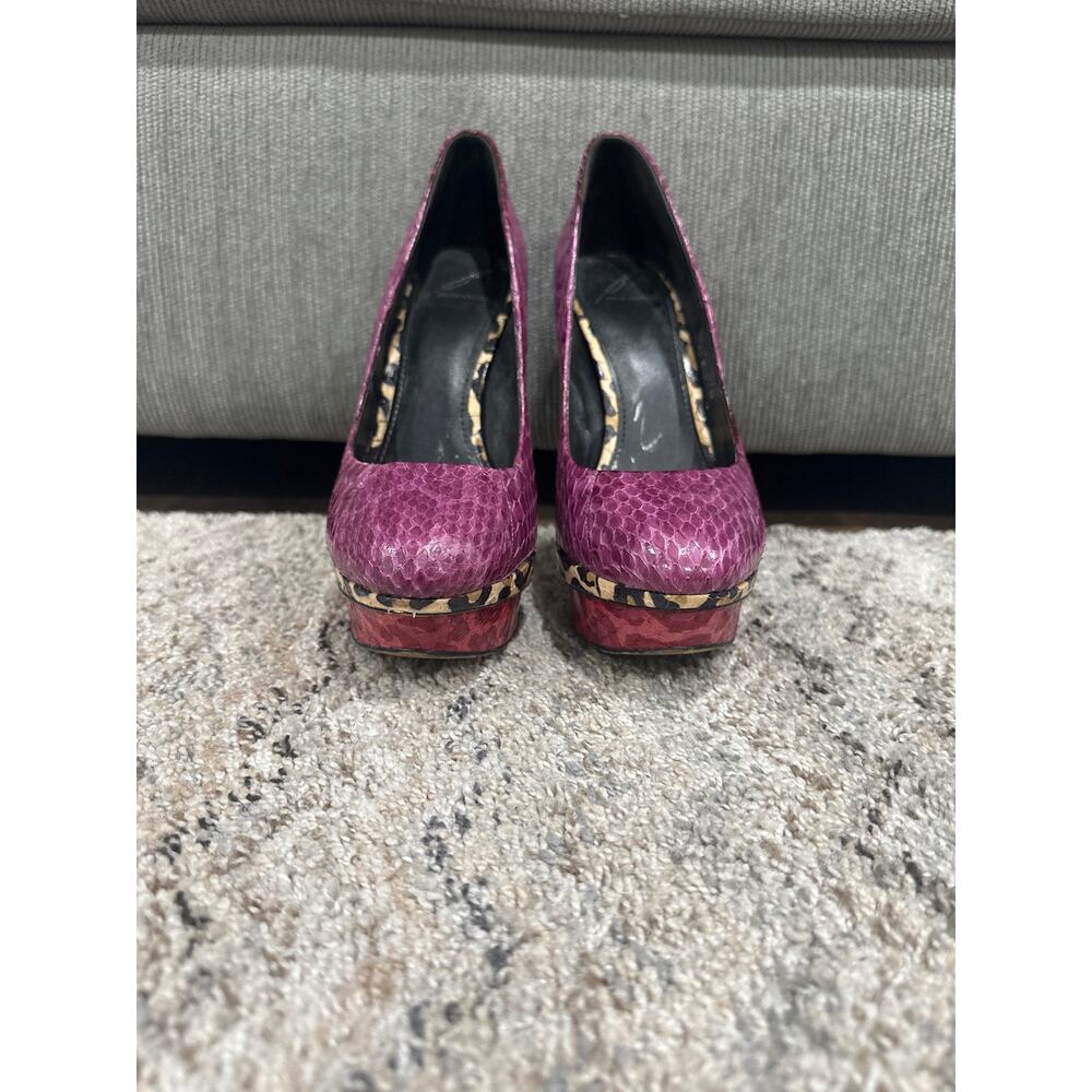 Brian Atwood Purple & Green Snake Skin Animal Print High Heels Women’s Size 9.5